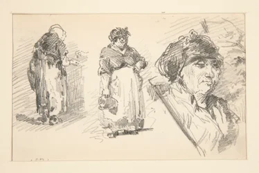 Dos figuras de pie y una cabeza