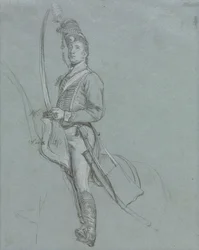Un oficial de húsares a caballo, 1812