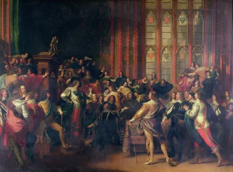 Carlos I (1600-49) exigiendo a los cinco miembros en la Cámara de los Comunes en 1642