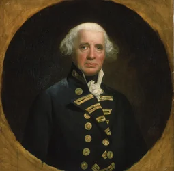 Retrato del almirante Richard Howe (1726-1799), primer conde de Howe, comandante de la Flota del Canal en 1794, participó en las guerras revolucionarias francesas (1793-1802), frente a la costa de Ouessant (Francia).