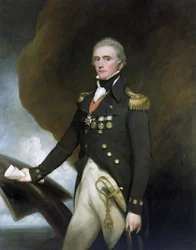 Retrato del capitán Sir Edward Berry (1768-1831), sirvió a las órdenes de Horatio Nelson (1758-1805) en la batalla de Aboukir (o batalla del Nilo) en 1798 y en la batalla de Trafalgar en 1805.
