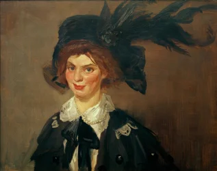 El halcón (Yolande con sombrero grande)