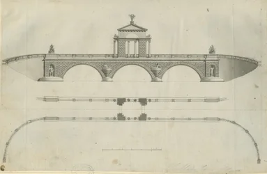 Parque Chillington - Puente propuesto: dibujo en sepia, nd [1789]