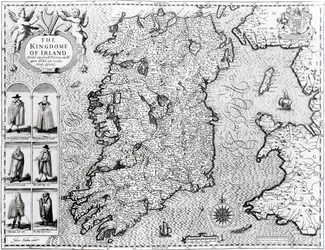 El Reino de Irlanda, grabado por Jodocus Hondius (1563-1612), 