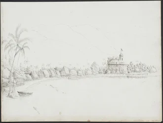 Vista de Papeete desde el puerto, noviembre de 1845