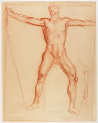 Estudio para la figura de John Brown en el mural "Preludio trágico" para la Casa del Estado de Kansas