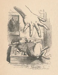 Alicia poniendo su mano hacia el Conejo Blanco, 1889
