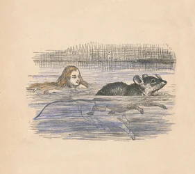 Alicia nadando con un ratón en una piscina, 1889