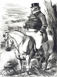 Caricatura que representa a John Bull observando maniobras de otoño