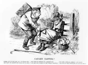 ¡Sorprendido dormitando!, ilustración de «Punch», 5 de septiembre de 1896