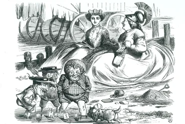 Francia y Gran Bretaña observando a los niños (John Bull, Mr. Punch y Napoleón III). Este año marcó 50 años de paz entre Francia y Gran Bretaña y el comienzo de la Entente Cordiale
