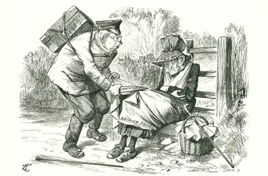 Alemania roba a Gran Bretaña su posición de líder mundial en el comercio y la industria. Caricatura de John Tenniel publicada en Punch, 5 de septiembre de 1896.