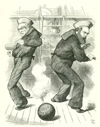La cáscara viva: La administración de Salisbury renunció en enero para ser seguida en febrero por la tercera administración de Gladstone. Ningún político disfrutaba lidiando con los problemas de Irlanda. Caricatura de John Tenniel para Punch, Londres, 30 d