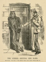 El resultado de la huelga - The Workhouse. Viñeta de 