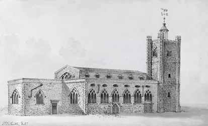 La antigua iglesia de St Giles, c.1718 (grabado)
