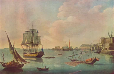 Buques ingleses en el puerto de Malta, c. 1805