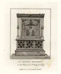 Monumento antiguo en el presbiterio de St Mary le Savoy