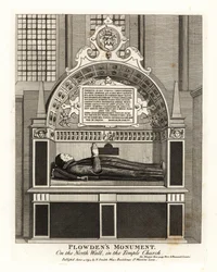 Monumento de Edmund Plowden en la pared norte de la Iglesia del Templo