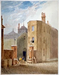 Entrada a la cervecería de Thrale, más tarde la cervecería de Berkeley Perkins, Southwark, Londres, c. 1820