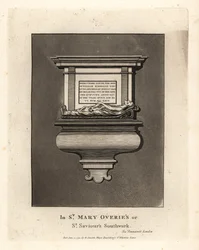 Efigie y monumento funerario al hombre honesto William Emerson, fallecido en 1575, en St Mary Overie