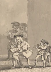 Hogarth habiendo sido seguido por Barry y un amigo fue sorprendido apoyando a un chico a pelear a propósito para captar su semblante temeroso