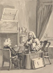 Hogarth pide a su mecenas, el obispo Hoadley, que revise su MS. Análisis de la belleza