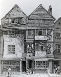 Casas en el lado sur de una calle llamada London Wall, publicado en 1812