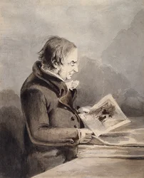 J.M.W. Turner In The British Museum (aguadas de tinta marrón y gris sobre lápiz sobre papel blanco)