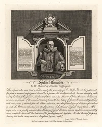 Monumento de John Speed en el presbiterio de St Giles, Cripplegate