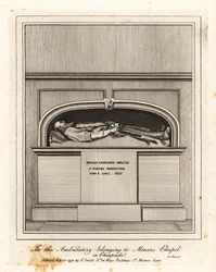 Monumento a Richard Fishbourne Mercer, fallecido en 1625, en el Ambulatorio de la Capilla de los Merceros, Cheapside
