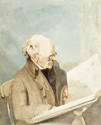 El Sr. Taylor, alumno de Hayman, en la Sala de Grabados del Museo Británico, c.1820