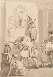 El hijo de Sir James Thornhill entra en la sala de pintura de su amo para entregar el paquete y una carta en presencia de Lady Thornhill