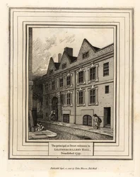 La entrada principal o de la calle a Leathersellers Hall, demolida en 1799