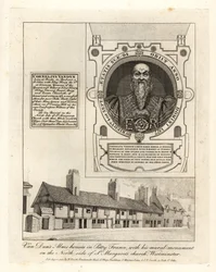 Asilos de Van Dun en Petty France, con su monumento mural en la Iglesia de Santa Margarita, Westminster