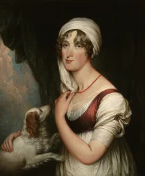 Sarah Trumbull con un spaniel