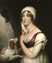 Sarah Trumbull con un Spaniel