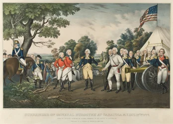 Rendición del General Burgoyne en Saratoga, N.Y., 17 de octubre de 1777, pub. 1852
