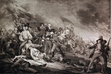 La muerte del general Warren en la batalla de Bunker Hill, 17 de junio de 1775, publicada por Anthony C. de Poggi, Londres 1798