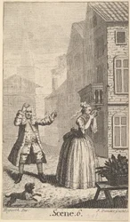 Frontispicio de Sganarelle de Molière, ou le Cocu Imaginaire (El cornudo imaginario), ca. 1732