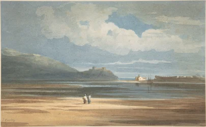 El castillo de Harlech al otro lado de Traeth Mawr