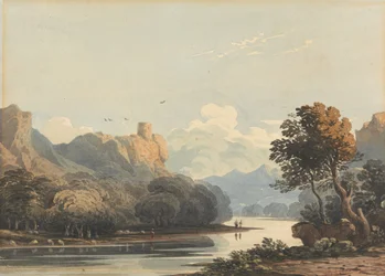 Paisaje con una torre lejana