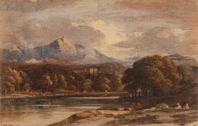 Paisaje montañoso con lago