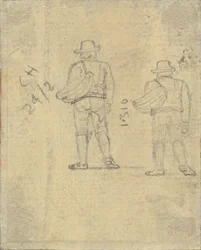 Dos estudios de una figura sosteniendo una cesta [verso]