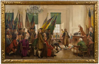 Las banderas capturadas de Yorktown se ponen a los pies del Congreso