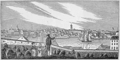 Vista sur de Charlestown, de 