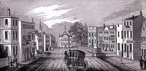 Vista sur en la parte central de Salem, de Colecciones Históricas de Massachusetts, por John Warner Barber, grabado por J. Downes, 1939