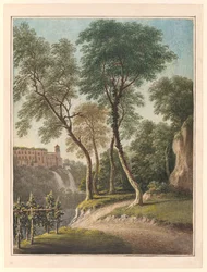 Villa de la Mecena y los Cascatelli, Tívoli, c.1781 (acuarela, gouache y lápiz)