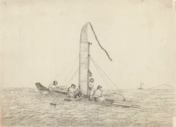 Una canoa de vela de Otaheite