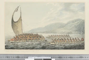 Tereoboo, Rey de Owyhee, trayendo regalos al Capitán Cook