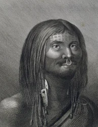 Hombre polinesio de Nootka Sound, ilustración por John Webber realizada durante el tercer viaje de James Cook